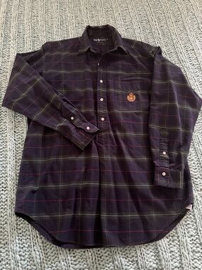 Polo by Ralph Lauren Black Plaid Button-Down Shirt with Crest